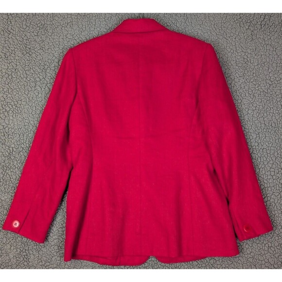 Talbots Blazer Women Sz 10 Petite Red Irish Linen 3 Button Red Career Pockets - Picture 5 of 11